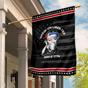Funny 4th Of July Garden Flag Sippin On Liber Tea Liberty Abe Lincoln 1776 USA Flag TS10 Distressed Black Red Print Your Wear