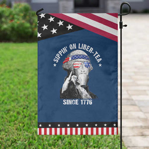 Funny George Washington Garden Flag 4th Of July Sippin On Liber Tea Liberty American Flag 1776 TS10 Classic Blue Black Print Your Wear