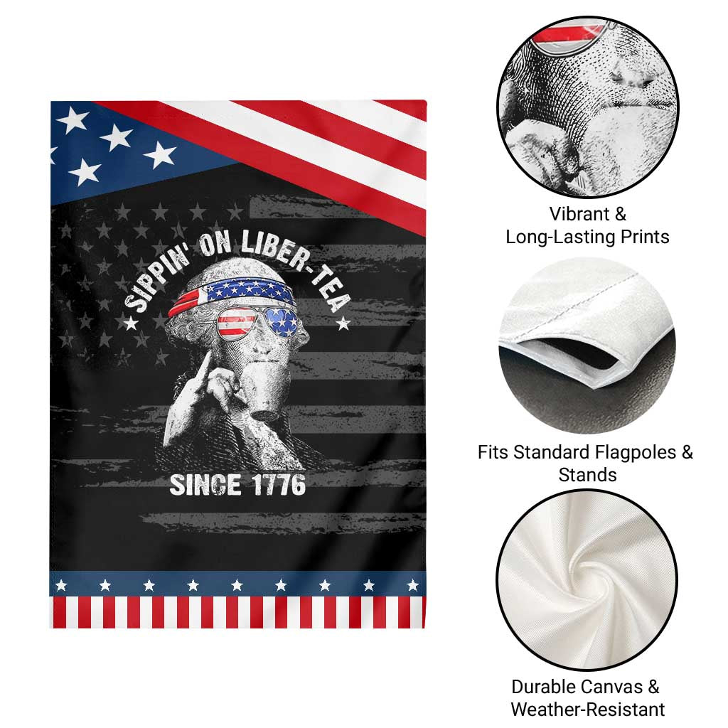 Funny George Washington Garden Flag 4th Of July Sippin On Liber Tea Liberty American Flag 1776 TS10 Print Your Wear