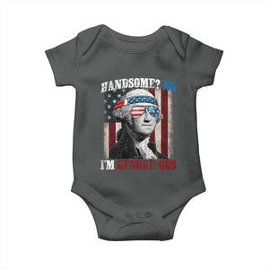 Funny 4th Of July Baby Onesie George Washington Handsome No Georgeous TS10 Dark Heather Print Your Wear
