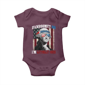 Funny 4th Of July Baby Onesie George Washington Handsome No Georgeous TS10 Maroon Print Your Wear