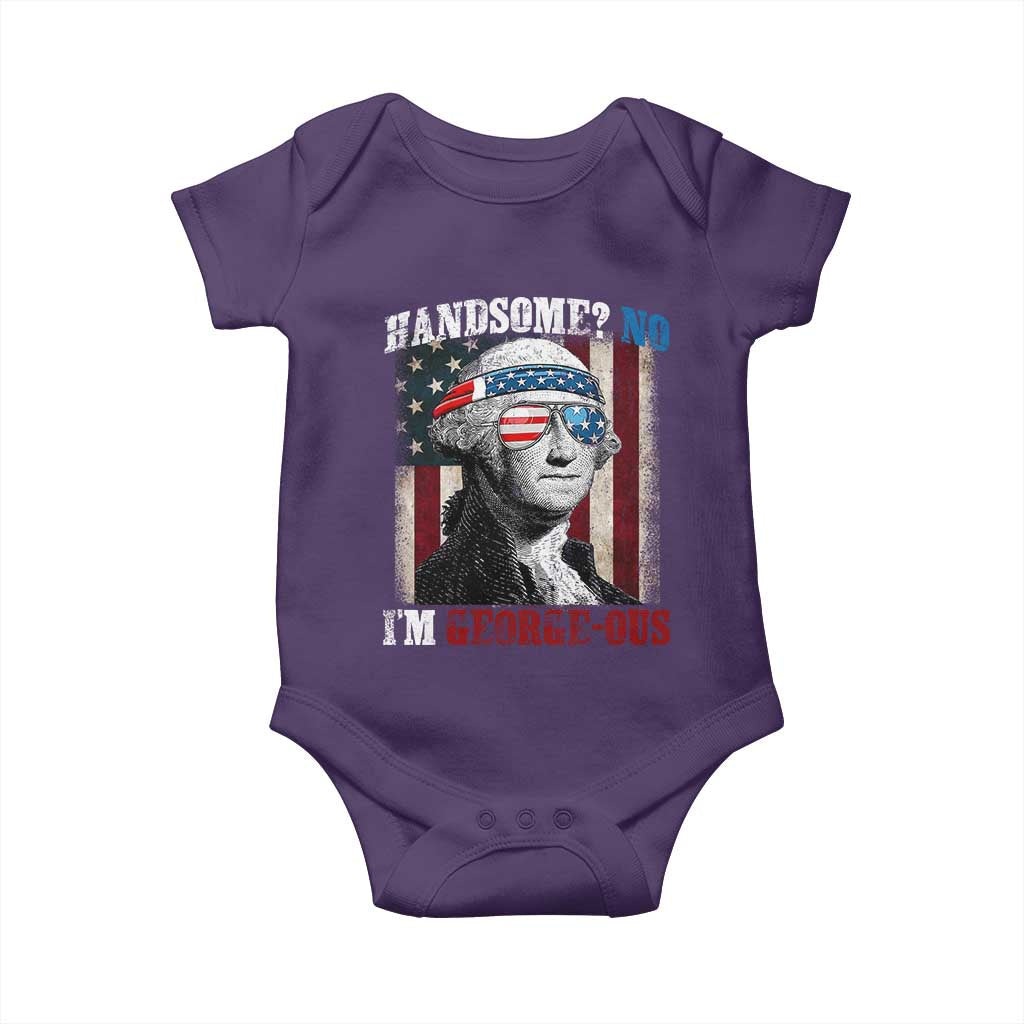 Funny 4th Of July Baby Onesie George Washington Handsome No Georgeous TS10 Purple Print Your Wear