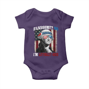 Funny 4th Of July Baby Onesie George Washington Handsome No Georgeous TS10 Purple Print Your Wear