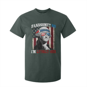 Funny 4th Of July T Shirt For Kid George Washington Handsome No Georgeous TS10 Dark Forest Green Print Your Wear