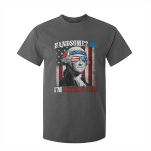 Funny 4th Of July T Shirt For Kid George Washington Handsome No Georgeous TS10 Dark Heather Print Your Wear