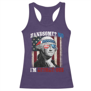 Funny 4th Of July Racerback Tank Top George Washington Handsome No Georgeous TS10 Purple Print Your Wear