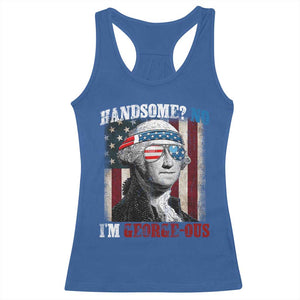 Funny 4th Of July Racerback Tank Top George Washington Handsome No Georgeous TS10 Royal Blue Print Your Wear