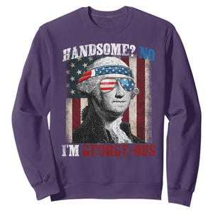 Funny 4th Of July Sweatshirt George Washington Handsome No Georgeous TS10 Purple Print Your Wear