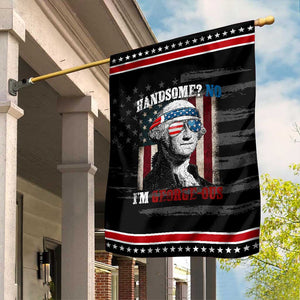 Funny 4th Of July Garden Flag George Washington Handsome No Georgeous TS10 Distressed Black Red Print Your Wear