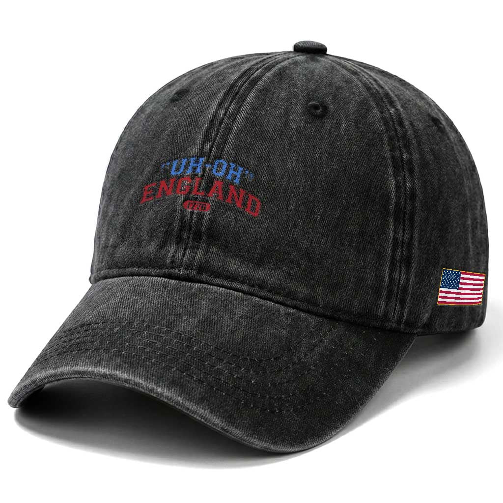 Funny 4th of July Washed Cotton Baseball Cap Uh Oh England 1776 TS10 Print Your Wear