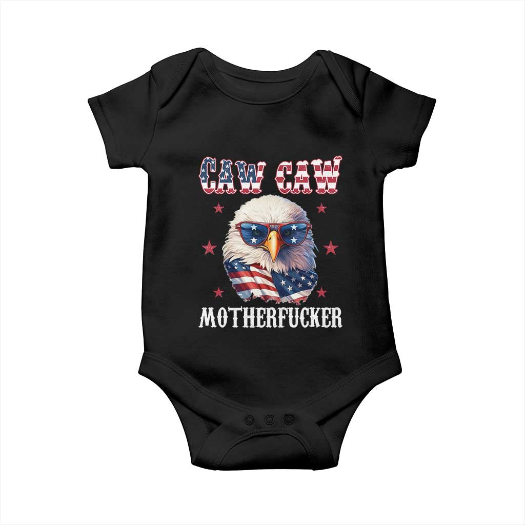 Bald Eagle Patriotic Baby Onesie Caw Caw Motherfucker American Flag TS10 Black Print Your Wear