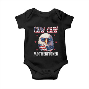 Bald Eagle Patriotic Baby Onesie Caw Caw Motherfucker American Flag TS10 Black Print Your Wear