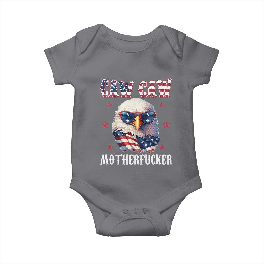 Bald Eagle Patriotic Baby Onesie Caw Caw Motherfucker American Flag TS10 Charcoal Print Your Wear