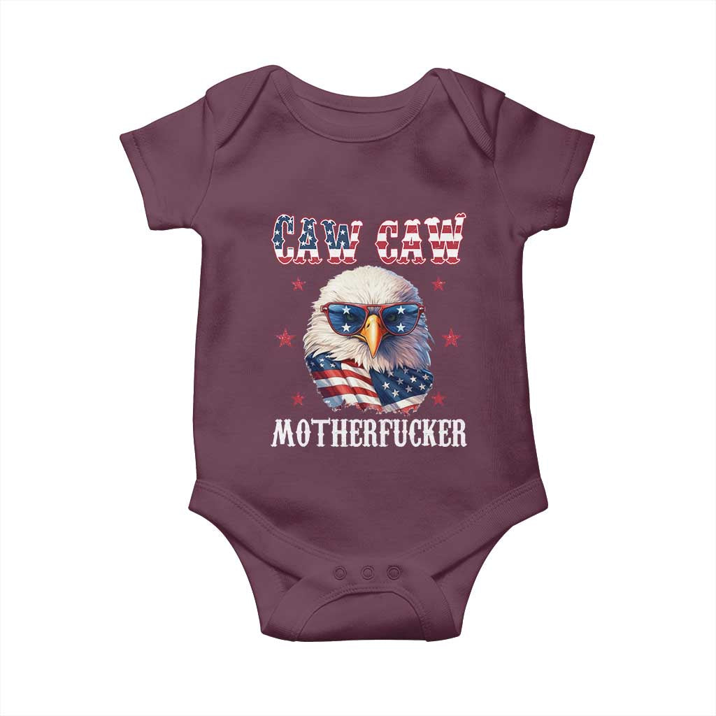 Bald Eagle Patriotic Baby Onesie Caw Caw Motherfucker American Flag TS10 Maroon Print Your Wear