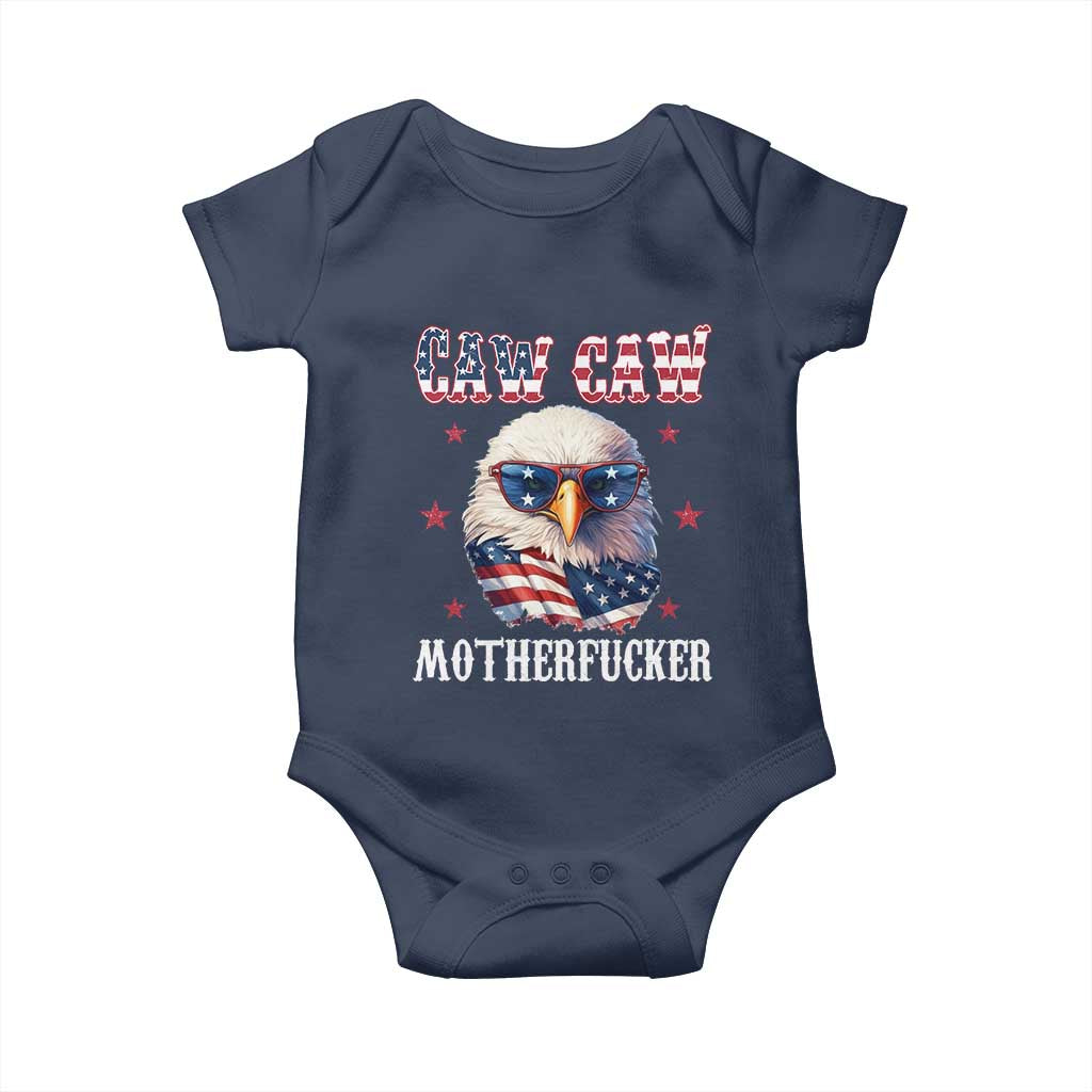 Bald Eagle Patriotic Baby Onesie Caw Caw Motherfucker American Flag TS10 Navy Print Your Wear