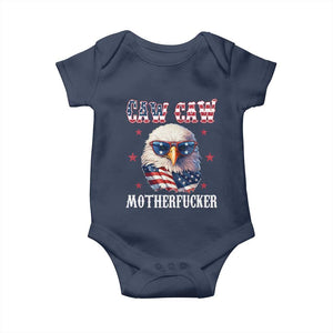 Bald Eagle Patriotic Baby Onesie Caw Caw Motherfucker American Flag TS10 Navy Print Your Wear