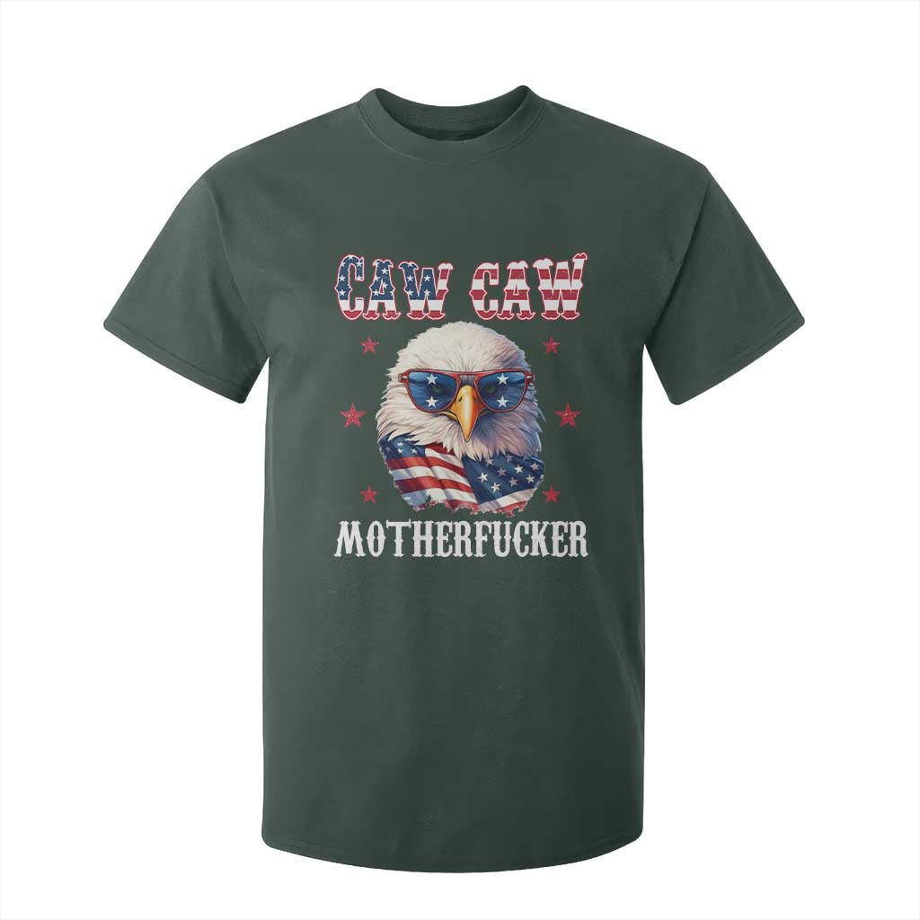 Bald Eagle Patriotic T Shirt For Kid Caw Caw Motherfucker American Flag TS10 Dark Forest Green Print Your Wear