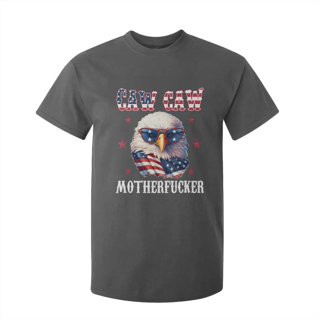 Bald Eagle Patriotic T Shirt For Kid Caw Caw Motherfucker American Flag TS10 Dark Heather Print Your Wear