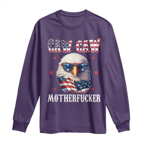 Bald Eagle Patriotic Long Sleeve Shirt Caw Caw Motherfucker American Flag TS10 Purple Print Your Wear