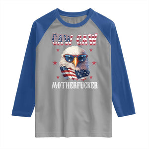 Bald Eagle Patriotic Raglan Shirt Caw Caw Motherfucker American Flag TS10 Sport Gray Royal Print Your Wear