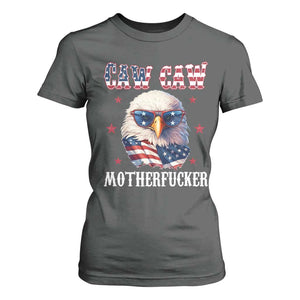 Bald Eagle Patriotic T Shirt For Women Caw Caw Motherfucker American Flag TS10 Dark Heather Print Your Wear