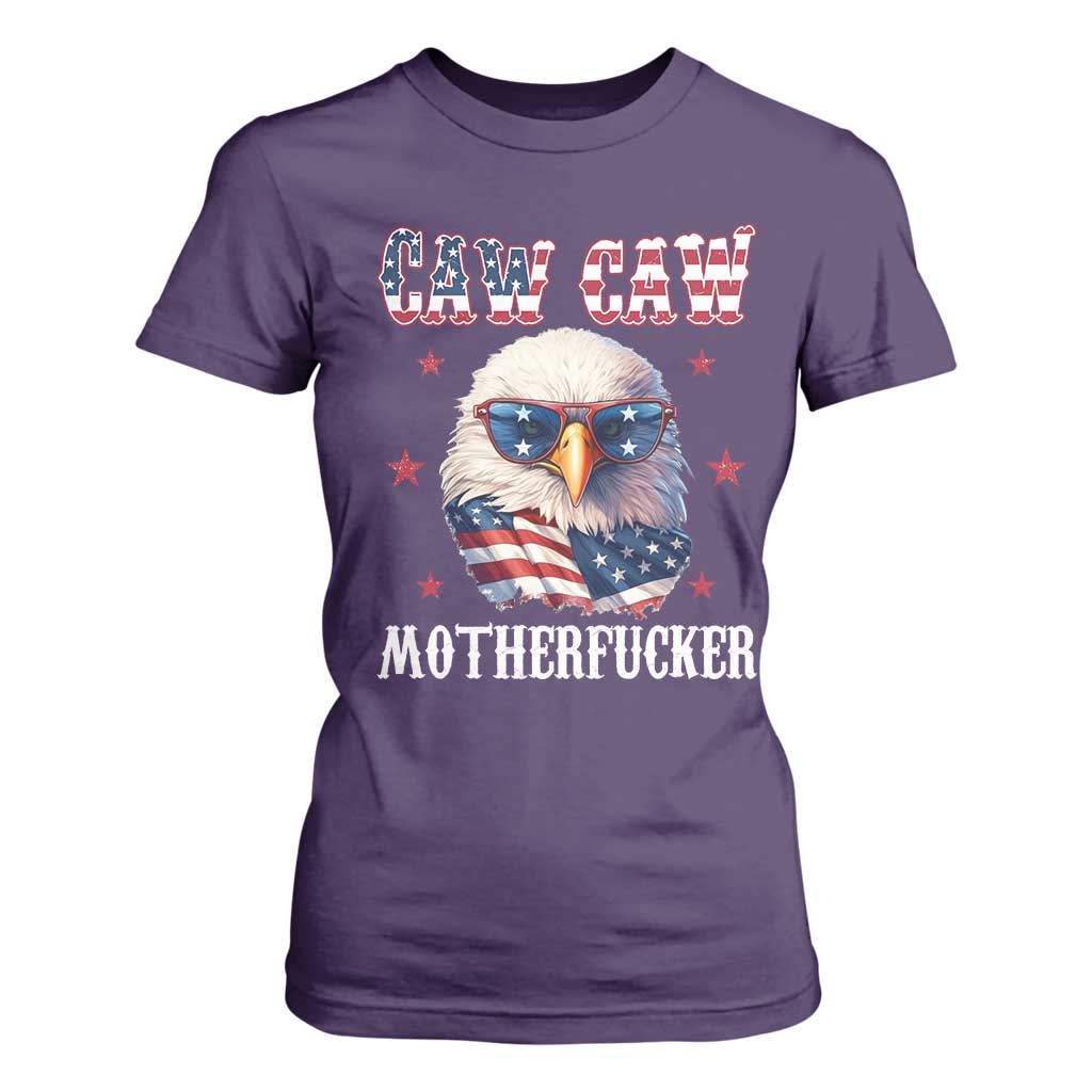 Bald Eagle Patriotic T Shirt For Women Caw Caw Motherfucker American Flag TS10 Purple Print Your Wear