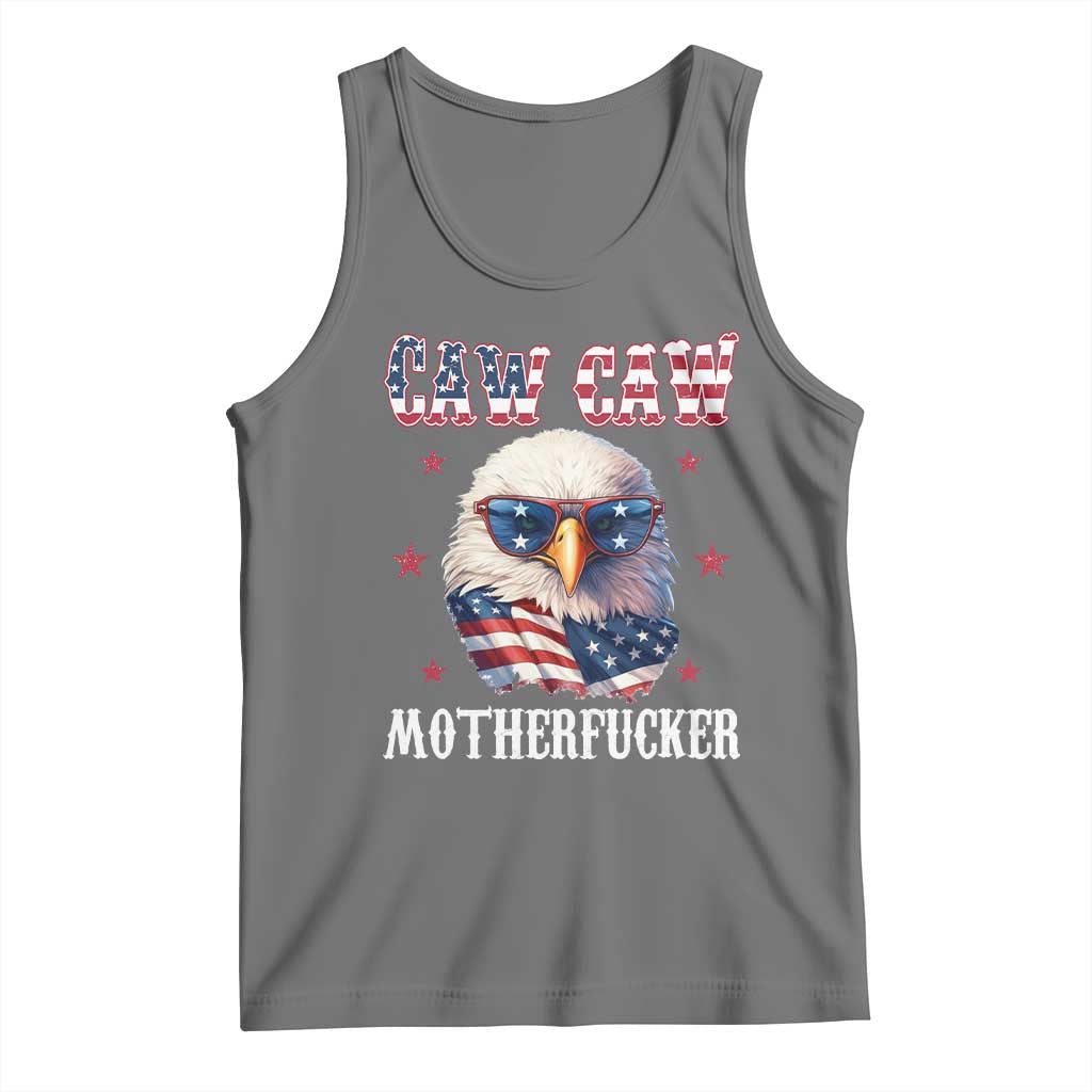 Bald Eagle Patriotic Tank Top Caw Caw Motherfucker American Flag TS10 Black Heather Print Your Wear