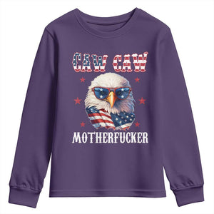 Bald Eagle Patriotic Youth Sweatshirt Caw Caw Motherfucker American Flag TS10 Purple Print Your Wear