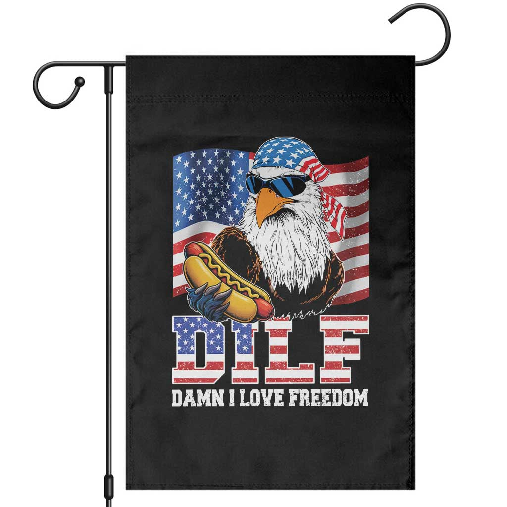 Funny Patriotic 4th Of July Garden Flag Eagle DILF Damn I Love Freedom TS10 Black Print Your Wear