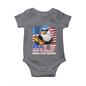 Funny Patriotic 4th Of July Baby Onesie Eagle DILF Damn I Love Freedom TS10 Charcoal Print Your Wear
