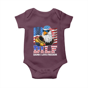 Funny Patriotic 4th Of July Baby Onesie Eagle DILF Damn I Love Freedom TS10 Maroon Print Your Wear