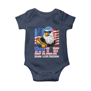 Funny Patriotic 4th Of July Baby Onesie Eagle DILF Damn I Love Freedom TS10 Navy Print Your Wear