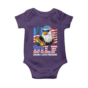 Funny Patriotic 4th Of July Baby Onesie Eagle DILF Damn I Love Freedom TS10 Purple Print Your Wear