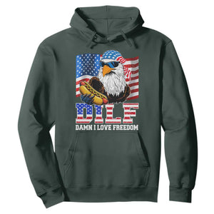 Funny Patriotic 4th Of July Hoodie Eagle DILF Damn I Love Freedom TS10 Dark Forest Green Print Your Wear
