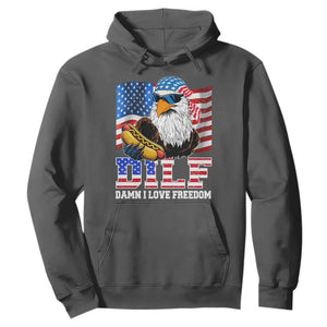 Funny Patriotic 4th Of July Hoodie Eagle DILF Damn I Love Freedom TS10 Dark Heather Print Your Wear