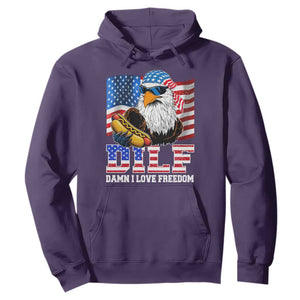 Funny Patriotic 4th Of July Hoodie Eagle DILF Damn I Love Freedom TS10 Purple Print Your Wear