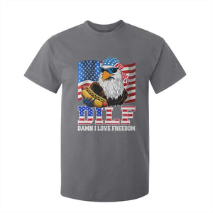 Funny Patriotic 4th Of July T Shirt For Kid Eagle DILF Damn I Love Freedom TS10 Charcoal Print Your Wear
