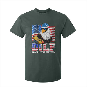 Funny Patriotic 4th Of July T Shirt For Kid Eagle DILF Damn I Love Freedom TS10 Dark Forest Green Print Your Wear