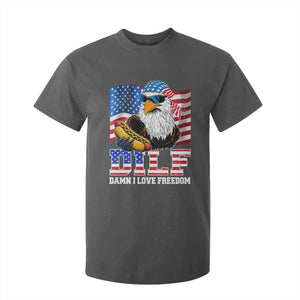 Funny Patriotic 4th Of July T Shirt For Kid Eagle DILF Damn I Love Freedom TS10 Dark Heather Print Your Wear