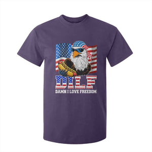 Funny Patriotic 4th Of July T Shirt For Kid Eagle DILF Damn I Love Freedom TS10 Purple Print Your Wear
