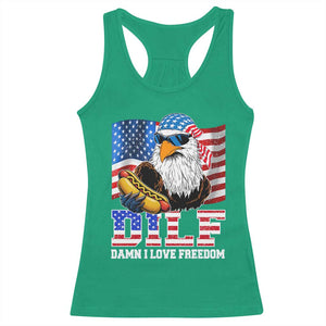 Funny Patriotic 4th Of July Racerback Tank Top Eagle DILF Damn I Love Freedom TS10 Irish Green Print Your Wear