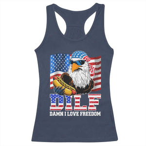 Funny Patriotic 4th Of July Racerback Tank Top Eagle DILF Damn I Love Freedom TS10 Navy Print Your Wear