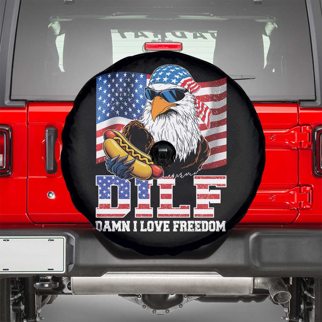 Funny Patriotic 4th Of July Spare Tire Cover Eagle DILF Damn I Love Freedom TS10 Black Print Your Wear