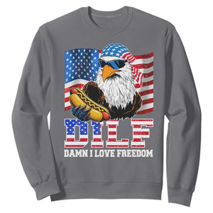 Funny Patriotic 4th Of July Sweatshirt Eagle DILF Damn I Love Freedom TS10 Charcoal Print Your Wear