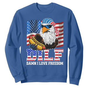 Funny Patriotic 4th Of July Sweatshirt Eagle DILF Damn I Love Freedom TS10 Royal Blue Print Your Wear