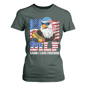 Funny Patriotic 4th Of July T Shirt For Women Eagle DILF Damn I Love Freedom TS10 Dark Forest Green Print Your Wear