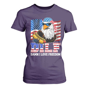Funny Patriotic 4th Of July T Shirt For Women Eagle DILF Damn I Love Freedom TS10 Purple Print Your Wear
