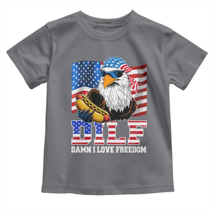 Funny Patriotic 4th Of July Toddler T Shirt Eagle DILF Damn I Love Freedom TS10 Charcoal Print Your Wear