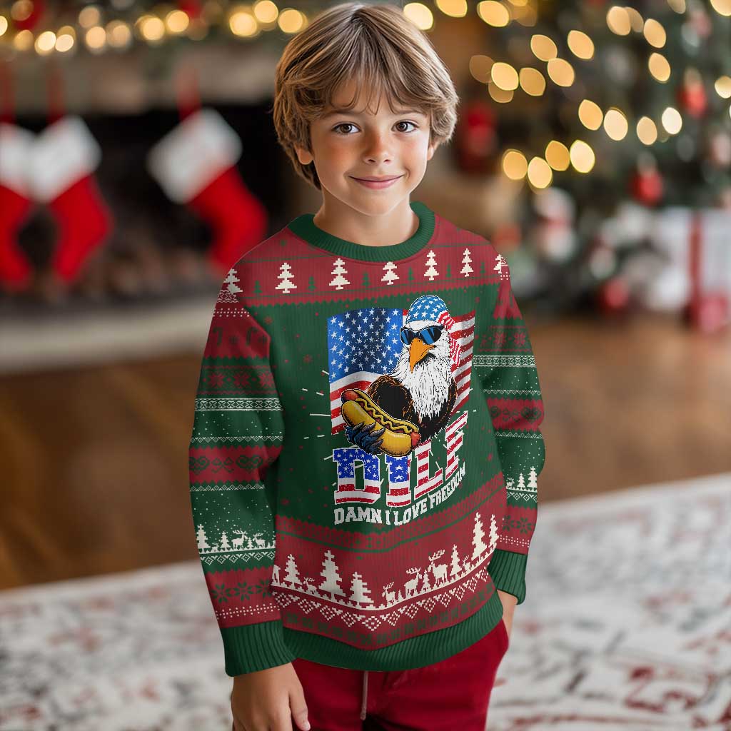 Funny Patriotic 4th Of July Knit Sweatshirt Eagle DILF Damn I Love Freedom TS10 Christmas Print Your Wear