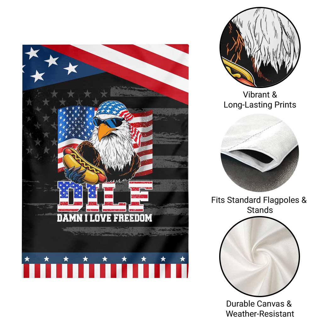 Funny Patriotic 4th Of July Garden Flag Eagle DILF Damn I Love Freedom TS10 Print Your Wear